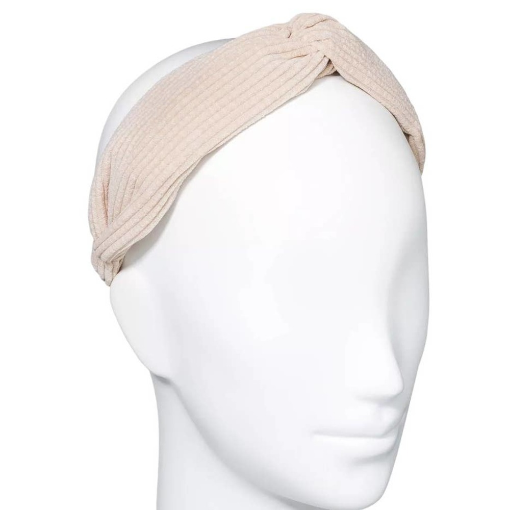Corduroy Twist Top Headband- Color: Ivory